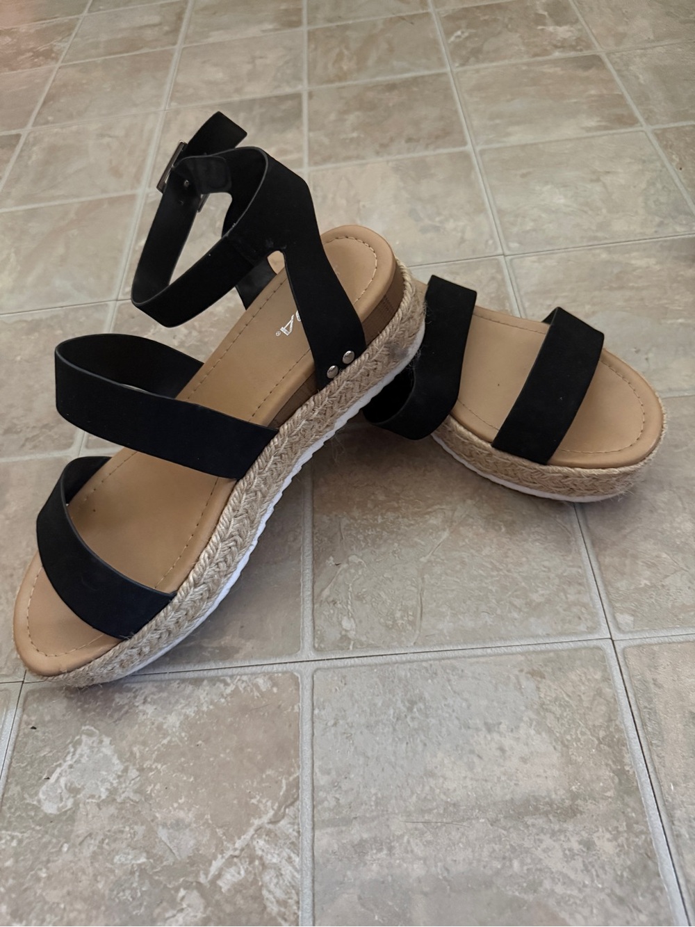 Women’s Black Espadrille Platform Sandals